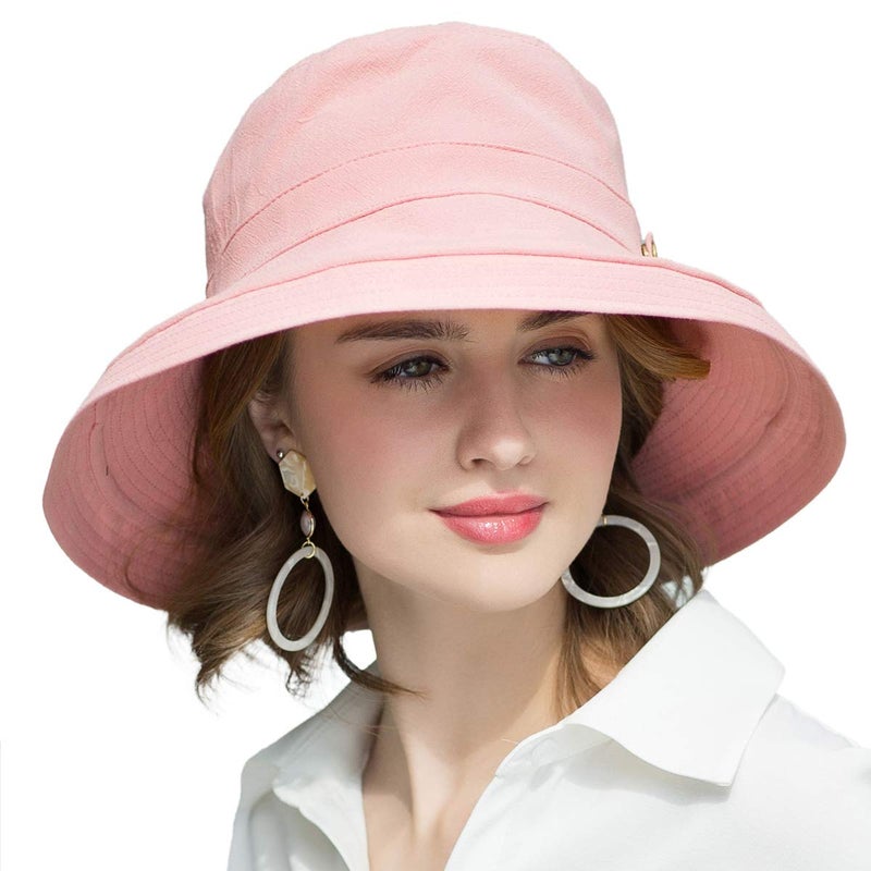 SOMALER Womens Cotton Wide Brim Sun Hats UPF54+ UV Packable Beach Hat Summer Bucket Cap for Travel - Image 2